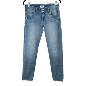 Hudson Blue Low Rise Denim Collin Light Washed Raw Hem Skinny Ankle Jeans 26